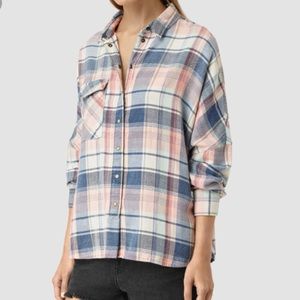Allsaints oversized plaid flannel shirt